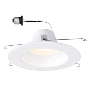 5 in. / 6 in. Remodel White Integrated LED Recessed Can Ceiling Downlight Baffle Trim, Dimmable, 3500K