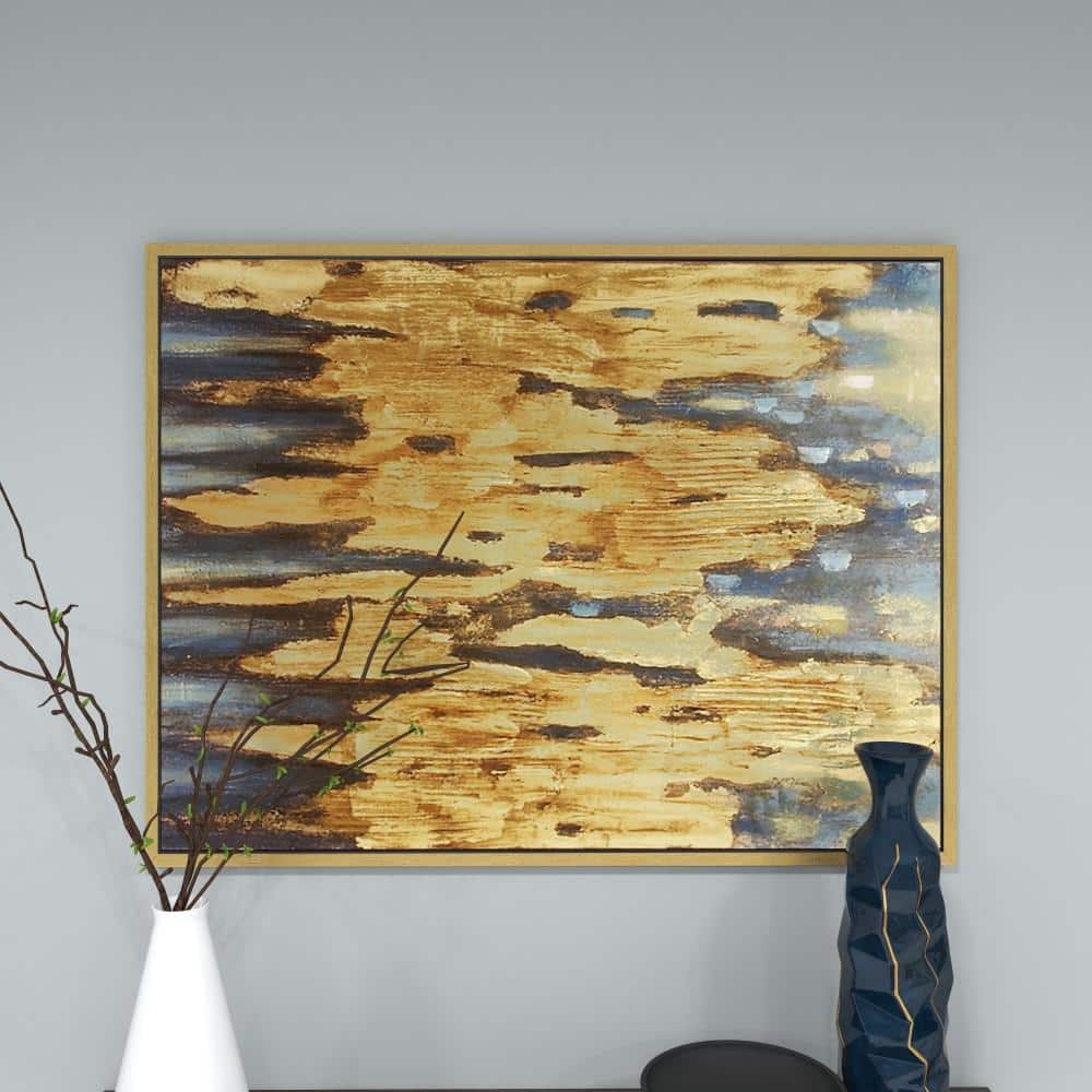 36" x 47" Gold Leaf Embellished Abstract Canvas Wall Art