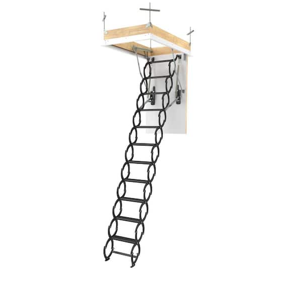 LST Insulated Steel Scissor Attic Ladder 7' 7" - 9' 2", 27.5 x 31.5 with 350 lb. Load Capacity