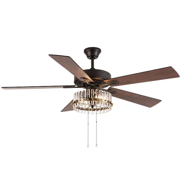 Daphne 52 in. LED Indoor Oil Rubbed Bronze Ceiling Fan Only with Light Kit and Downrod Included