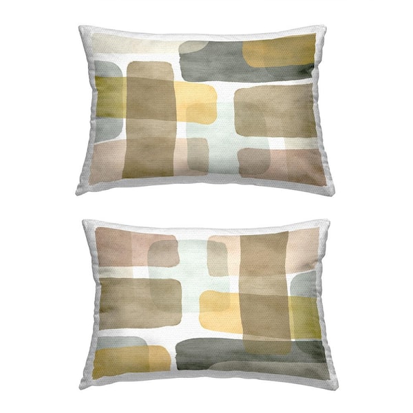 Stupell Industries Geometric Yellow Accent Tan Rectangular Outdoor Throw Pillow 2-Pack