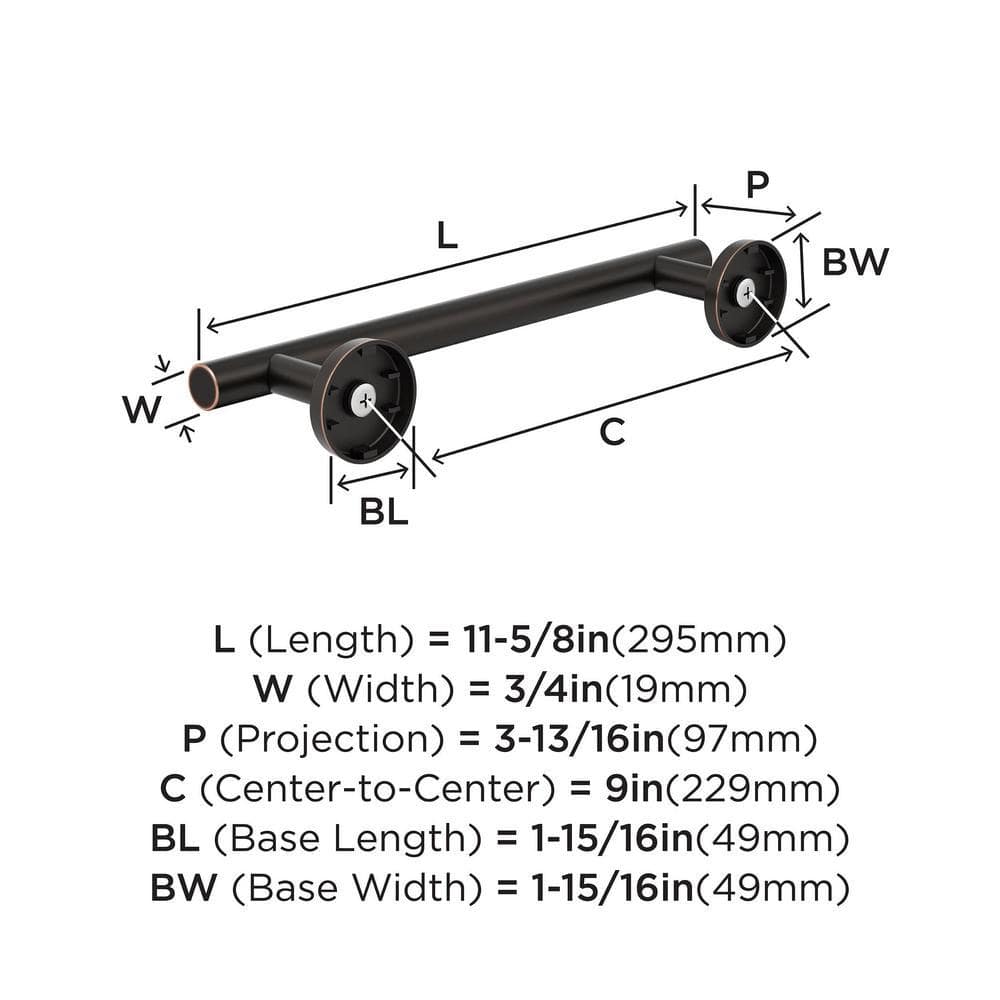 Oil-Rubbed Bronze Wall Mounted 9-Inch Towel Bar