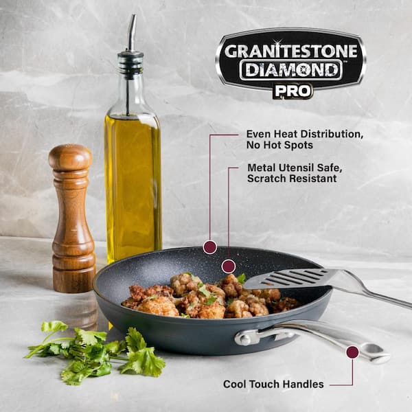 Granitestone Original 5-Piece Nonstick Cookware Set, Scratch-Resistant Pots  and Pans, Granite-coated Anodized Aluminum, Dishwasher-Safe, PFOA-Free