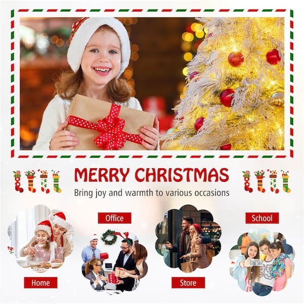 6 ft. White Prelit LED Flocked Full Clastic Artificial Christmas Tree with 250-Steady Warm White Lights