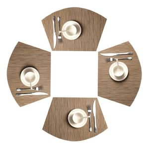 17.70 in. x 11.80 in. Tan Polyester Round Table Placemats, Heat Resistant (Set of 4)