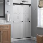 Everly 48 in. x 71-1/2 in. Mod Semi-Frameless Sliding Shower Door in Matte Black and 1/4 in. (6mm) Tranquility Glass