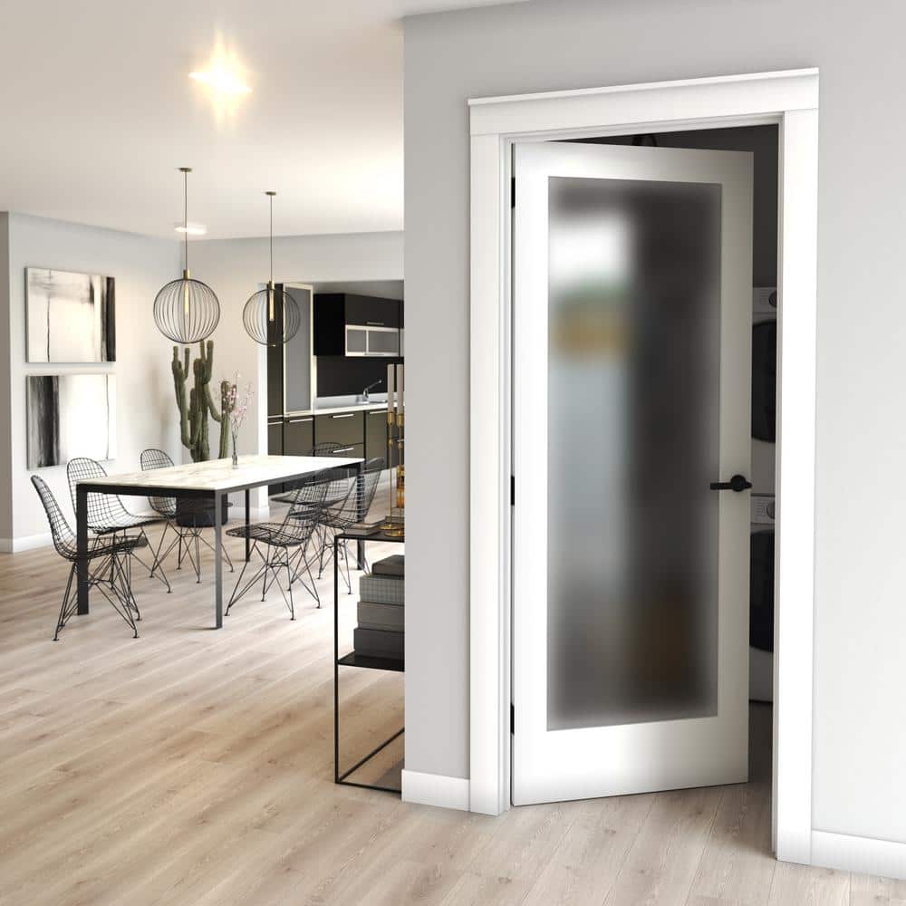 24" x 80" Frosted Glass Primed Solid Wood Interior Door Slab