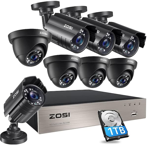 ZOSI 8-Channel 5 MP-Lite 1TB Hard Drive Home Security Camera System ...