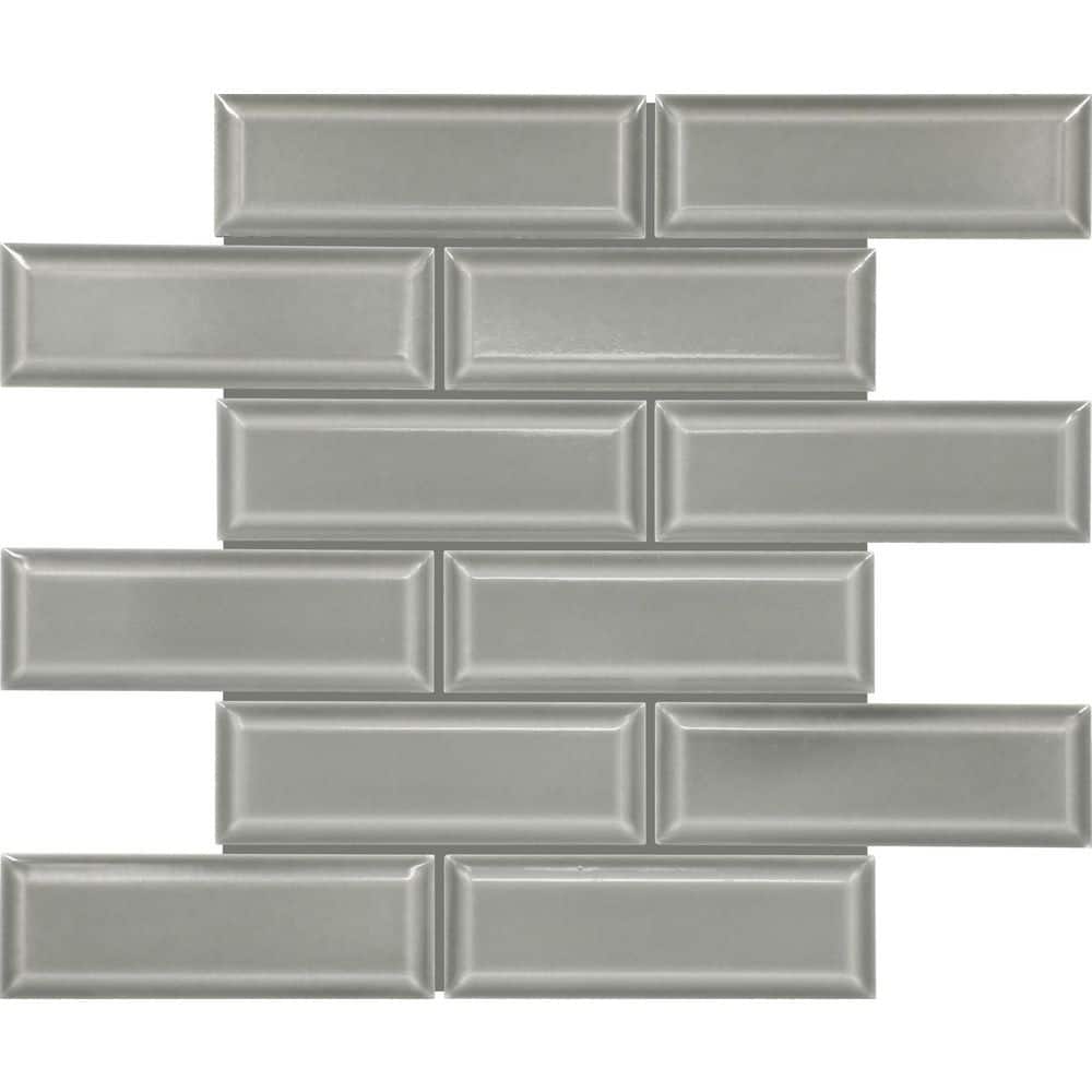 Revalia Remix Festive Gray 12-1/2 in. x 15 in. Glossy Ceramic Bevel Brick Joint Mosaic Wall Tile (10.3 sq. ft. /case) price history on PriceWatchPro