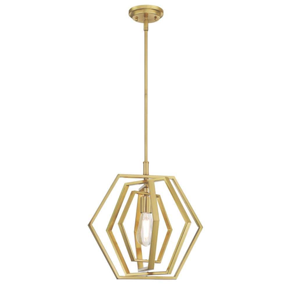 Geometric Champagne Brass Single Pendant Light