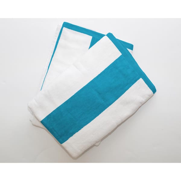 2-Pack Tropical Cabana 100% Cotton Beach Towel in Aqua