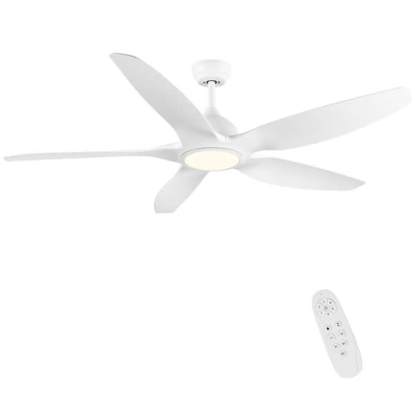 60 in. Integrated LED Indoor Matte White Ceiling Fan with Light Kit and Remote