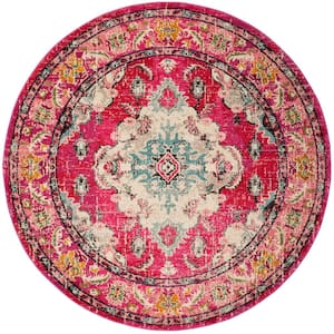 Monaco 9 ft. x 9 ft. Pink/Multi Round Border Area Rug