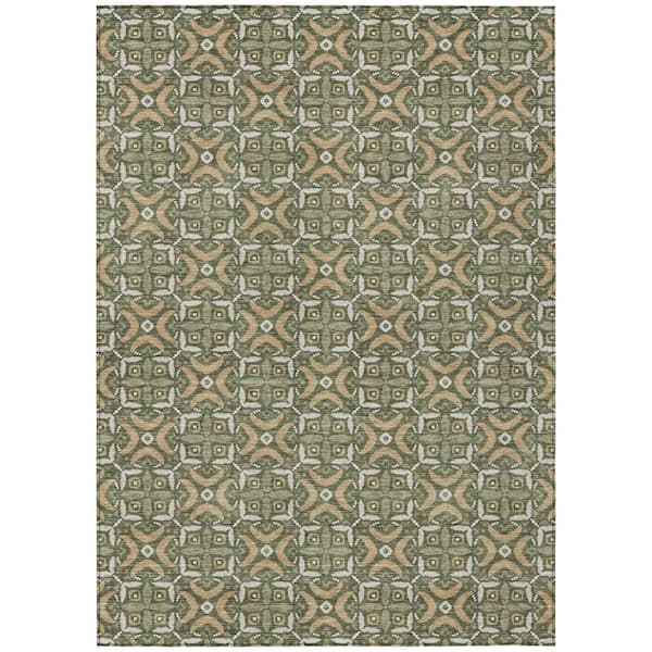 Chantille Machine Washable Indoor/Outdoor Abstract ACN2924 Olive 9 ft. x 12 ft. Area Rug