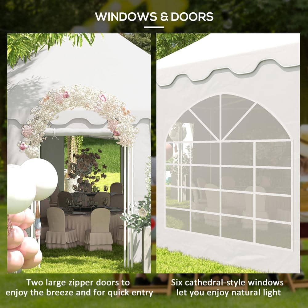 Large White Polyester Outdoor Party Tent with Cathedral Windows