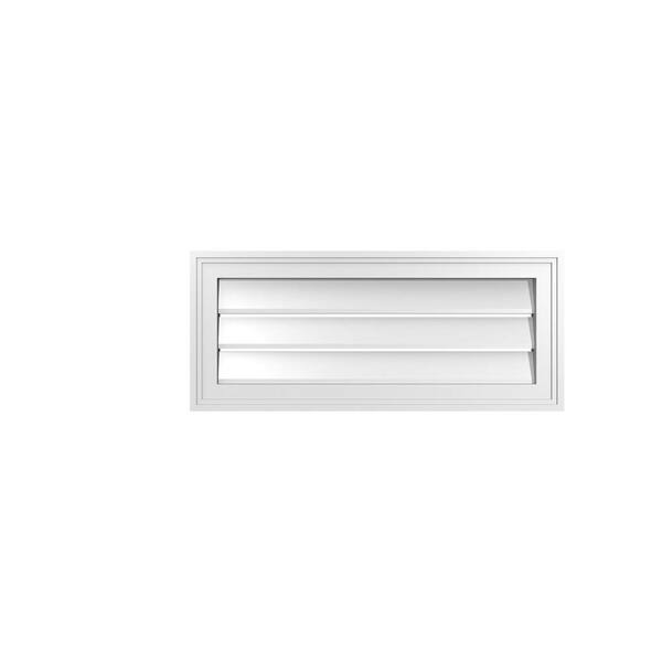 Ekena Millwork 28" x 12" Rectangular White PVC Paintable Gable Louver Vent Functional