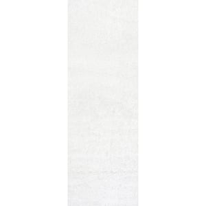 Marleen Plush Shag White 3 ft. x 10 ft. Runner Rug