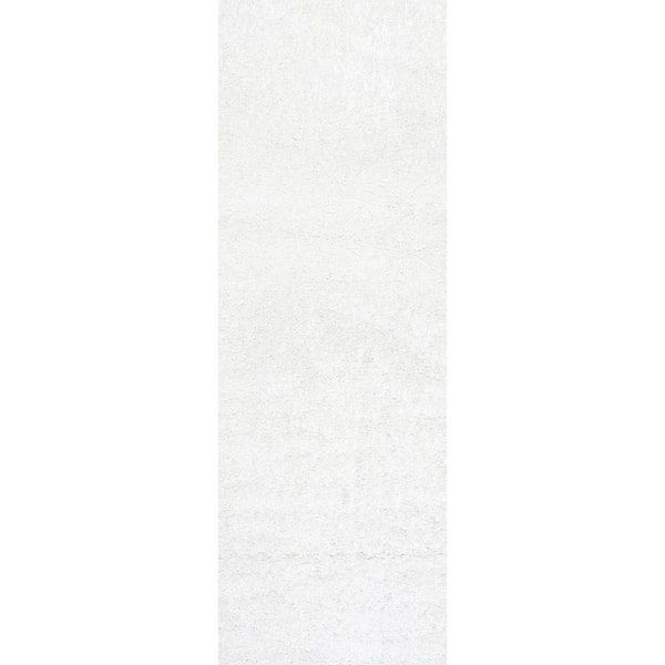 nuLOOM Marleen Plush Shag White 3 ft. x 12 ft. Runner Rug