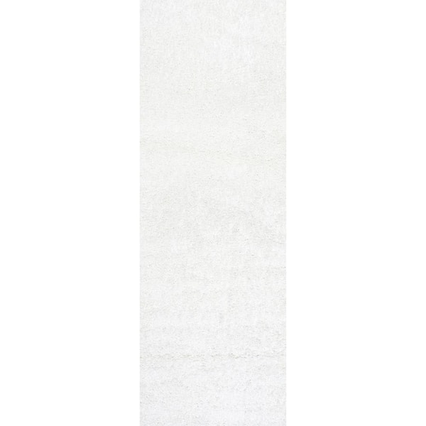 nuLOOM Marleen Plush Shag White 3 ft. x 14 ft. Runner