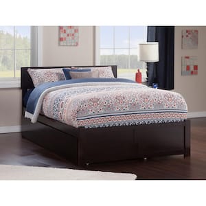 Orlando Espresso Full Platform Bed with Flat Panel Foot Board and Twin Size Urban Trundle Bed