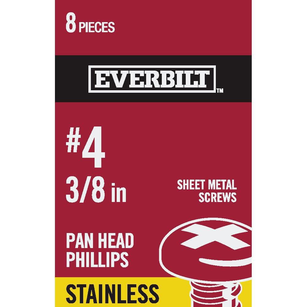 Everbilt #4 x 3/8 in. Phillips Pan Head Stainless Steel Sheet