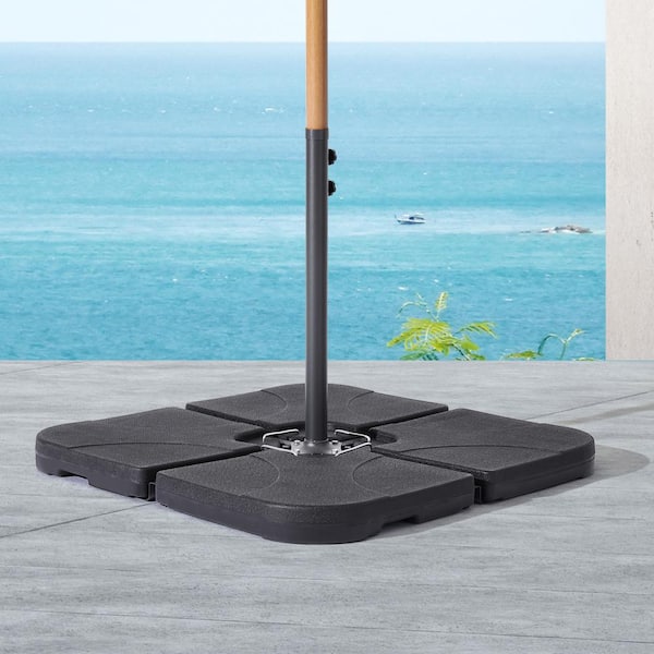 Sonkuki 4-Piece 180 lbs. Patio Umbrella Base Water/Sand Filled Suitable for Cantilever Umbrella with Cross Base in Black