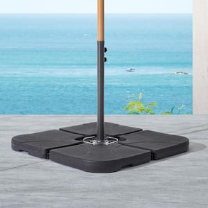 4-Piece 180 lbs. Patio Umbrella Base Water/Sand Filled Suitable for Cantilever Umbrella with Cross Base in Brown