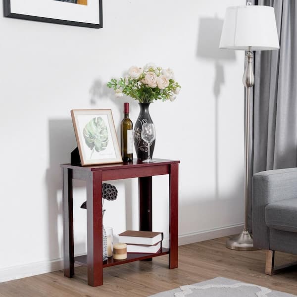 Boyel Living 23.5 in Brown Espresso Wood Side End Table with Shelf
