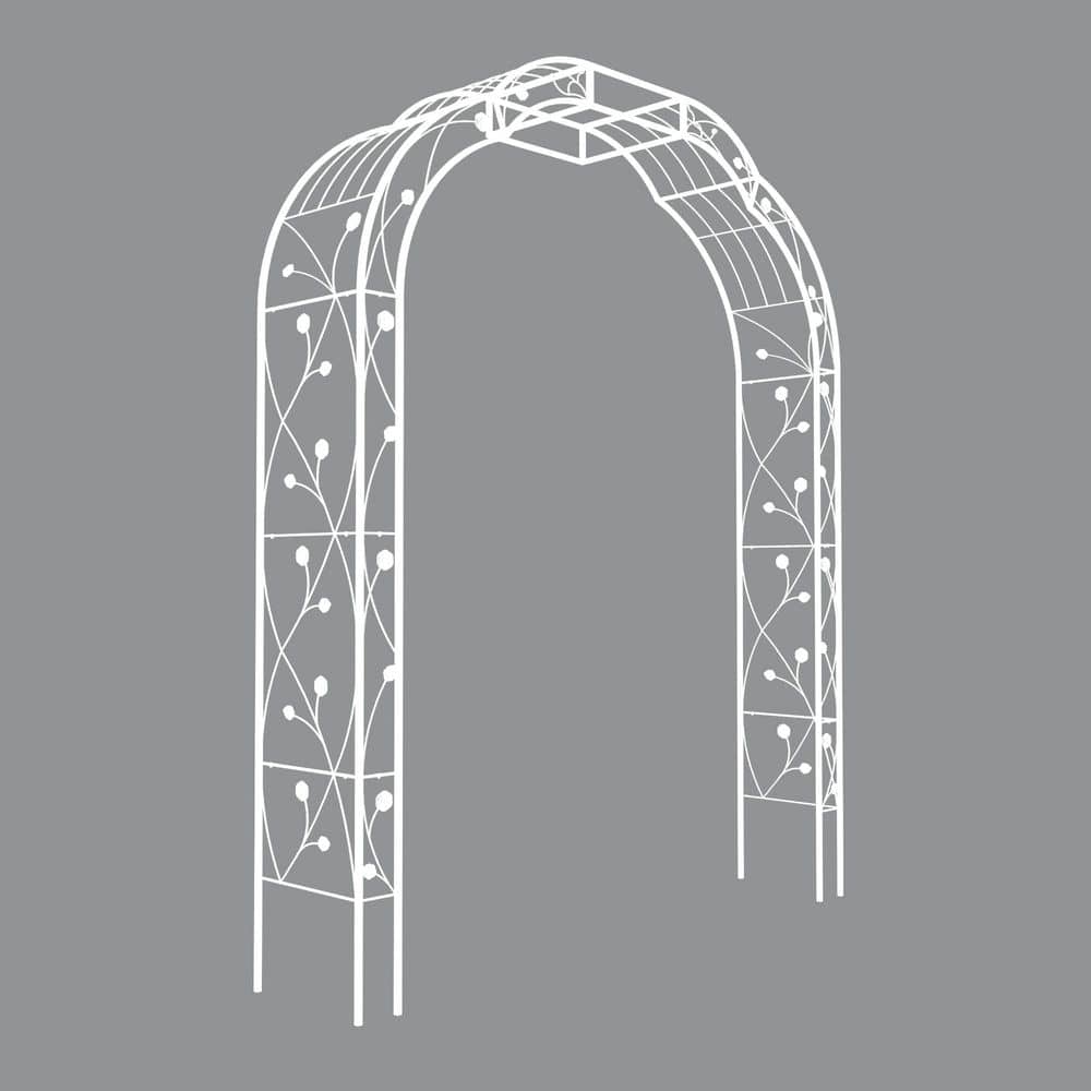 98.43 in. x 74.40 in. Cream white Metal Garden Arbor Rose Arch for Climbing Plants Support price history on PriceWatchPro