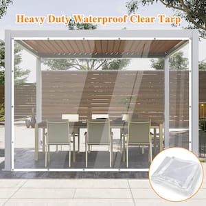 WUHNGD Clear Waterproof Cover Tarp 2x2.5 M Heavy Duty Rainproof Tarpaulin With Grommets & 10Pcs Ball Bungee Cords Garden Rainproof Clear Poly Tarp - View #6