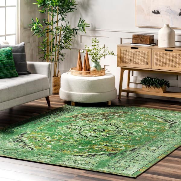 Vintage Reiko Green 5 ft. x 8 ft. Area Rug