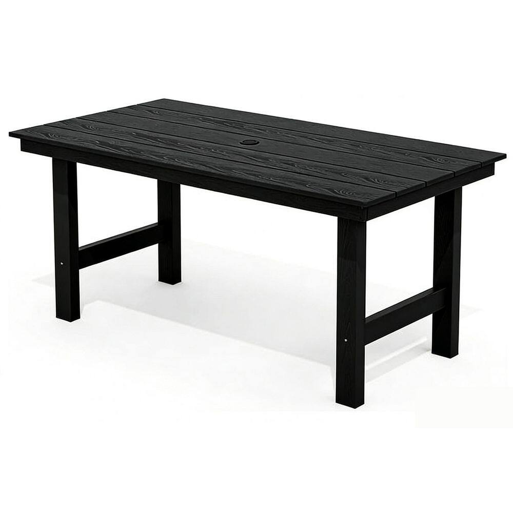 HDPE Plastic Outdoor Rectangle Patio Dining Table for Easy Maintenance, Black price history on PriceWatchPro
