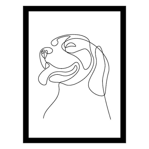 VENICE BEACH Collections Happy Dog Line Art by Unknown 1 Piece Framed Graphic Print Abstract Poster Art Print 18 in. x 14 in.
