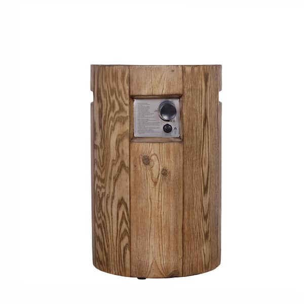 Unbranded 30,000 BTU Brown Round Stone Fire Pit Table with Waterproof Cover