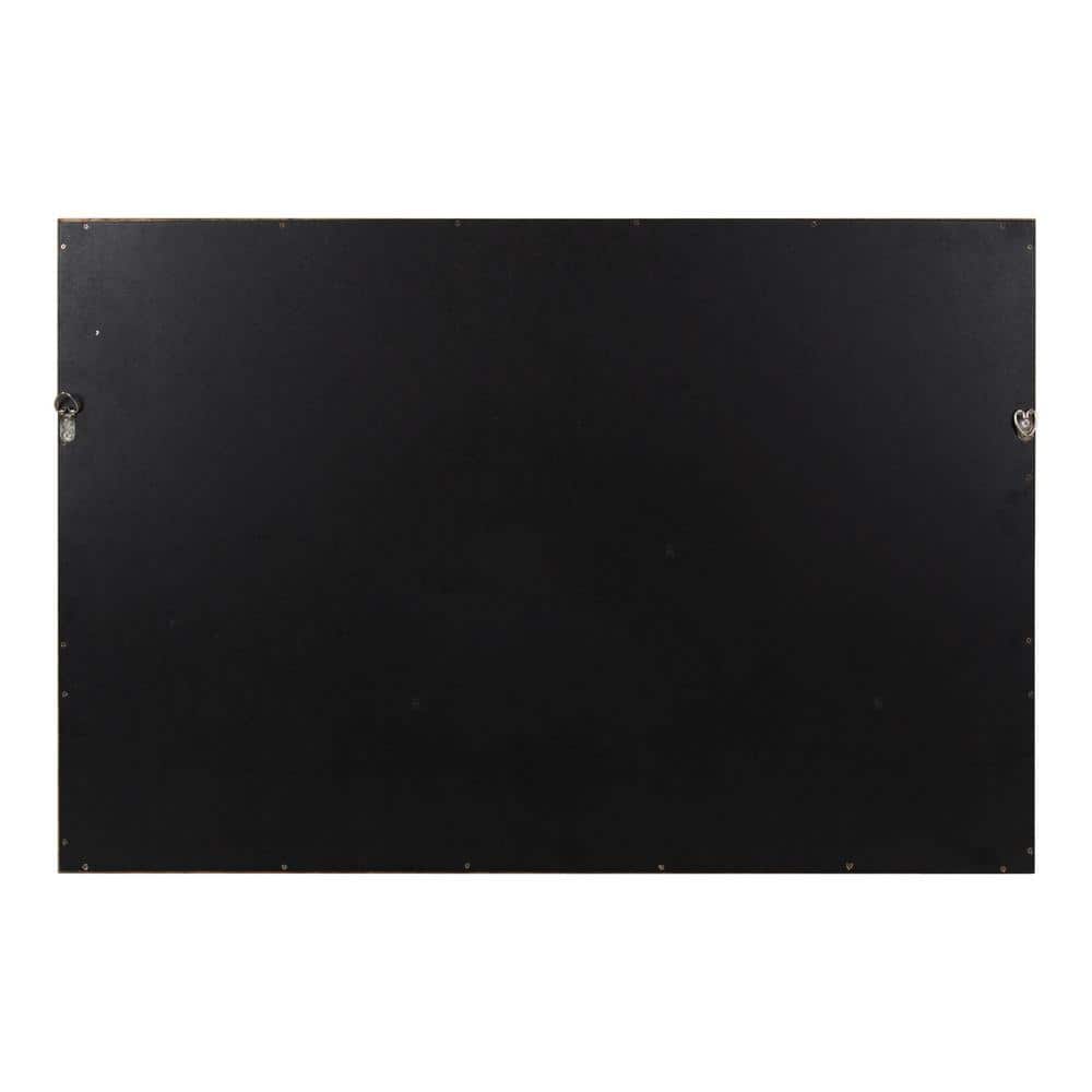 Walnut Wood Framed Rectangular Wall Mirror with Hooks