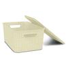 Homz Large Plastic Woven Storage Basket Bin with Matching Lid