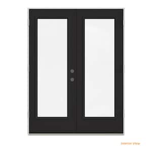 60 in. x 80 in. Chestnut Bronze Painted Steel Right-Hand Inswing Full Lite Glass Stationary/Active Patio Door