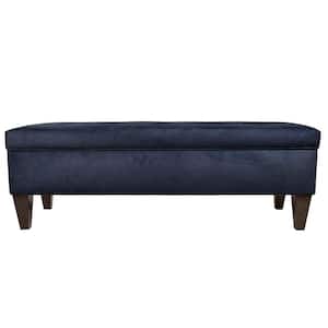 Brooke B-Obsession Indigo Button Tufted Upholstered Storage Bench