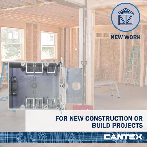 ５boxes Cantex New Work 2-Gang 34 cu. in. Electrical Outlet Box and