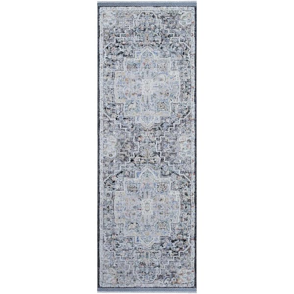 Livabliss Rivaldo Gray/Multi-color Medallion 3 ft. x 10 ft. Indoor Runner Area Rug
