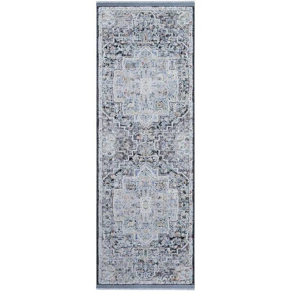 Livabliss Rivaldo Gray/Multi-color Medallion 3 ft. x 8 ft. Indoor Runner Area Rug