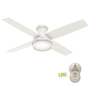 Dempsey 52 in. Fresh White Low Profile Ceiling Fan with LED Light Kit and Handheld Remote