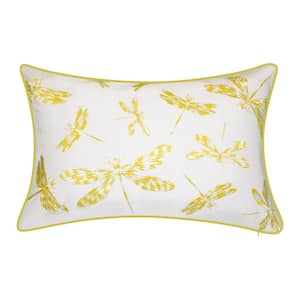 Indoor and Outdoor Embroidered Dragonflies 13 in. x 20 in. Decorative Pillow