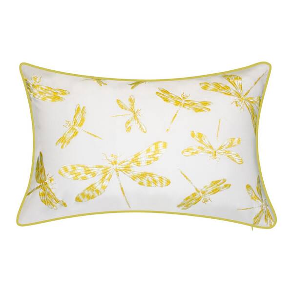 Edie@Home Indoor and Outdoor Embroidered Dragonflies 13 in. x 20 in. Decorative Pillow