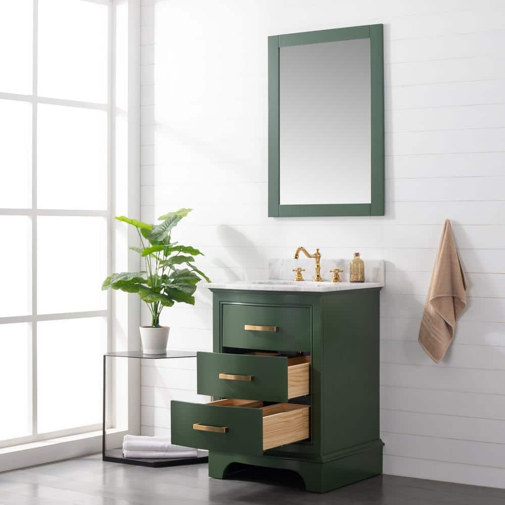 Evergreen Solid Wood Single Vanity with Marble Top