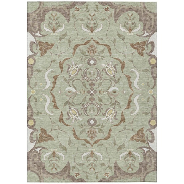 Chantille Machine Washable Indoor/Outdoor Abstract ACN2625 Celery 10 ft. x 14 ft. Area Rug