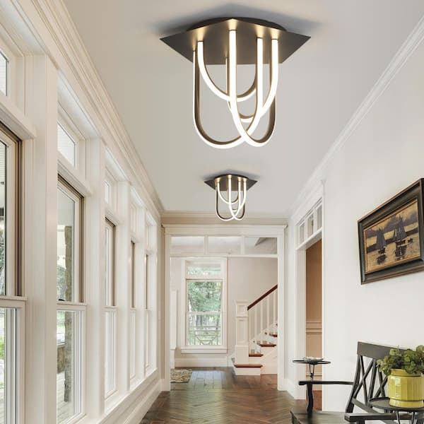 19.6 in. Modern Black Integrated LED Dimmable Flush Mount for Bedroom Dining Room Foyer, LED 3000K