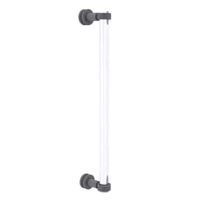 Clearview 18 in. Single Side Shower Door Pull with Groovy Accents in Matte Gray