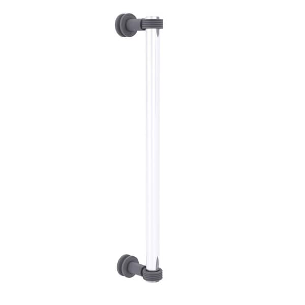 Allied Brass Clearview 18 in. Single Side Shower Door Pull with Groovy Accents in Matte Gray