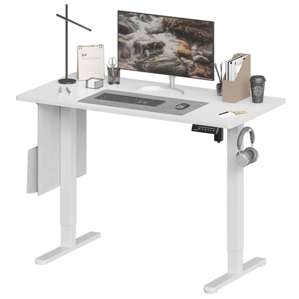 Bestier 48" in White Electric Adjustable Height Standing Desk With 3